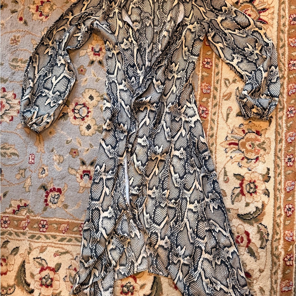 Show Me Your MuMu Asymmetrical Snake-Print Dress - Black & Cream